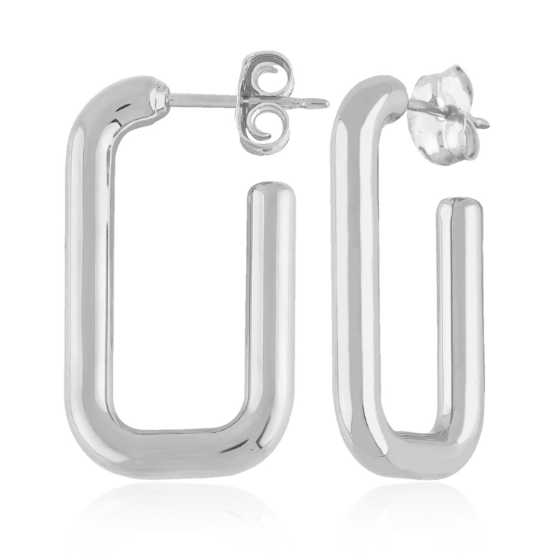 CARLA Rounded Rectangle J Hoop Earrings