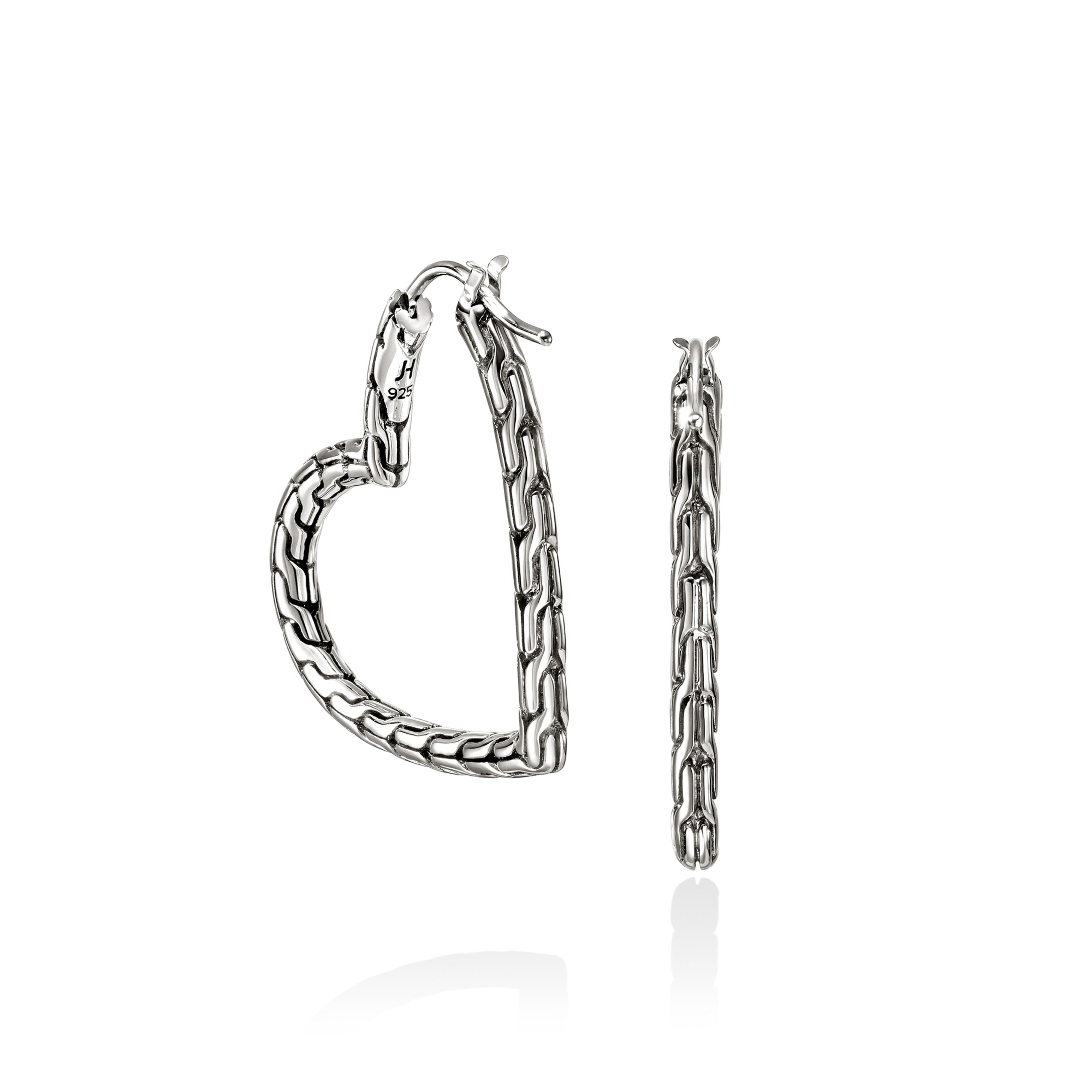 JOHN HARDY JH Essentials Carved Chain Heart Hoop Earrings