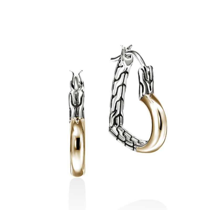 JH Essentials Heart 14K Gold & Silver Hoop Earrings (21mm)