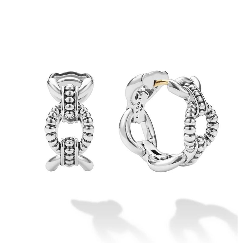 LAGOS Signature Caviar Oval Link Hoop Earrings