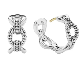 S/S Sig Cav Oval 17x8 Hoop Earrings