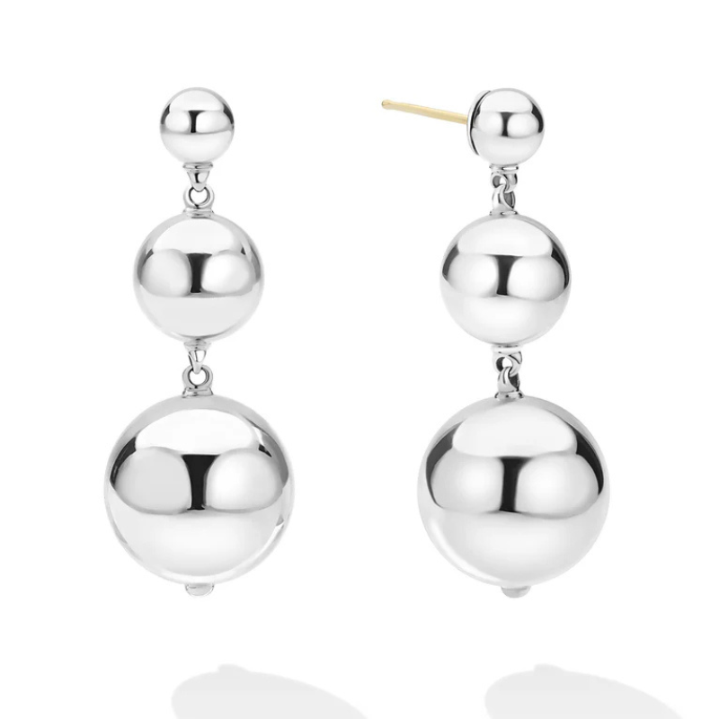 S/S Sig Cav 40x17mm 3 Ball Drop Earrings