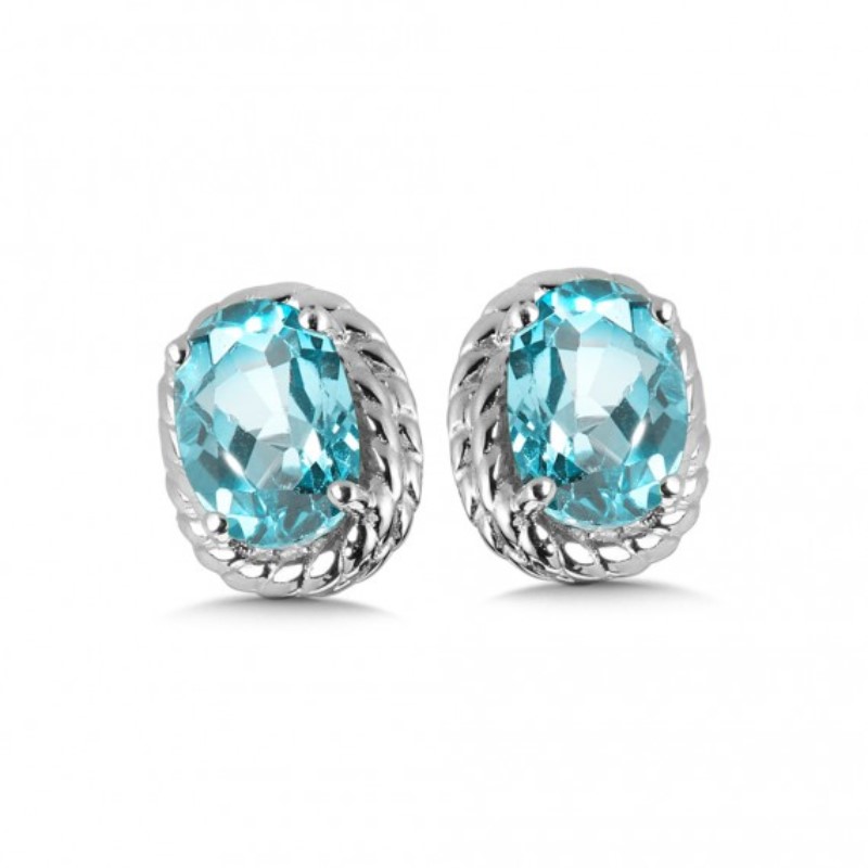 March Birthstone Aquamarine Stud Earrings