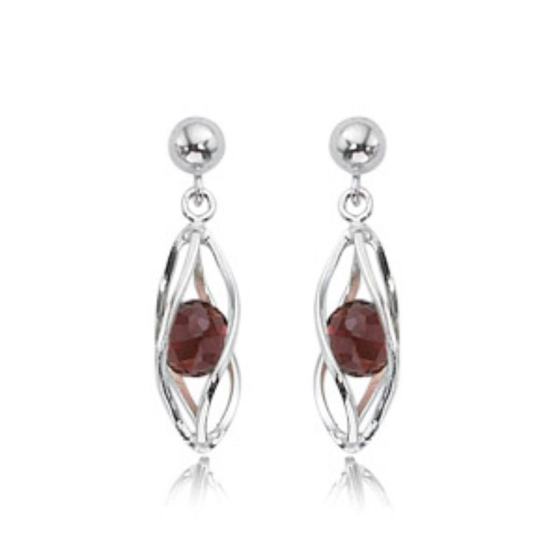 CARLA Garnet Twisted Cage Earrings
