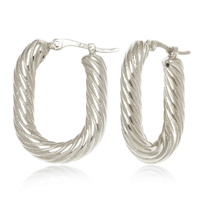 SS Oval Twist Hoop Earring