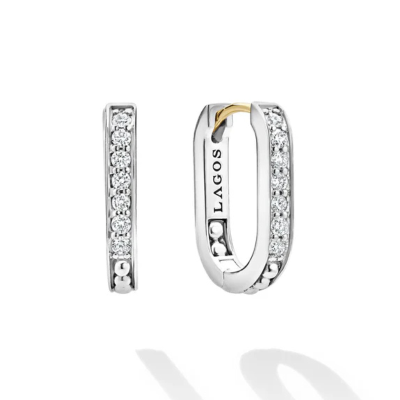 SS Cav Spark Linear .26ct Dia 17x3mm Hoop Ear