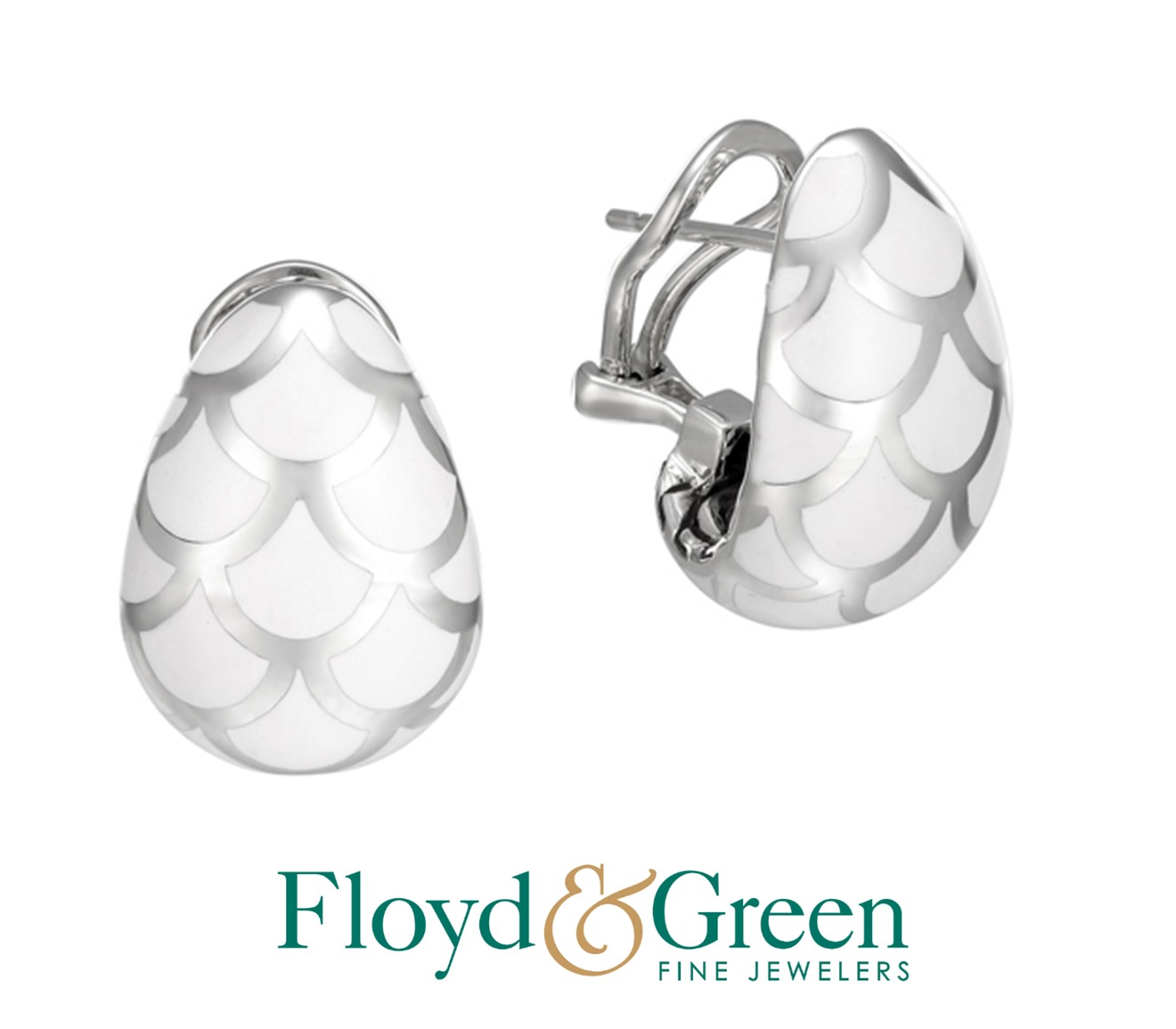 John Hardy Sterling Silver Naga White Enamel Buddha Belly Earrings