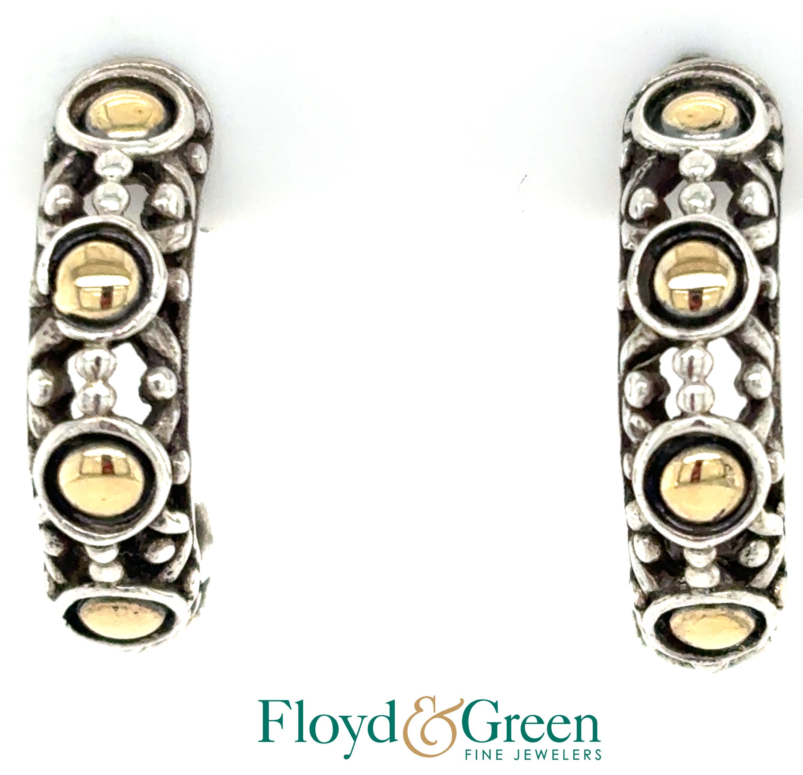 John Hardy Sterling Silver & 18KY J-Hoop Earrings