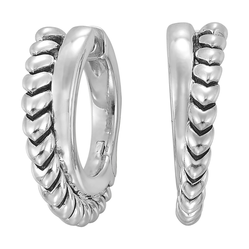 Sterling Silver Crossover Heart Hoop Earrings