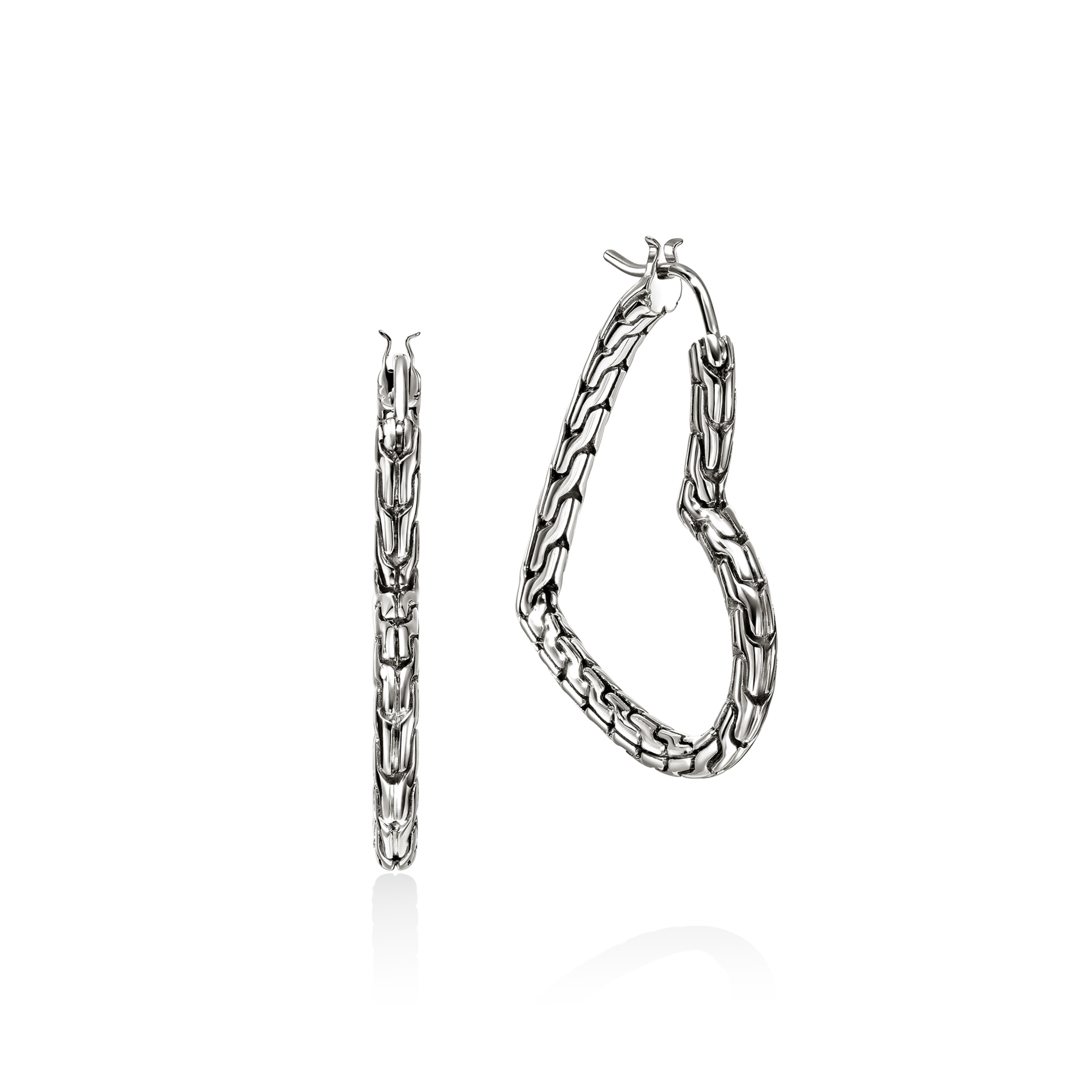 JOHN HARDY JH Essentials Carved Chain Heart Hoop Earrings
