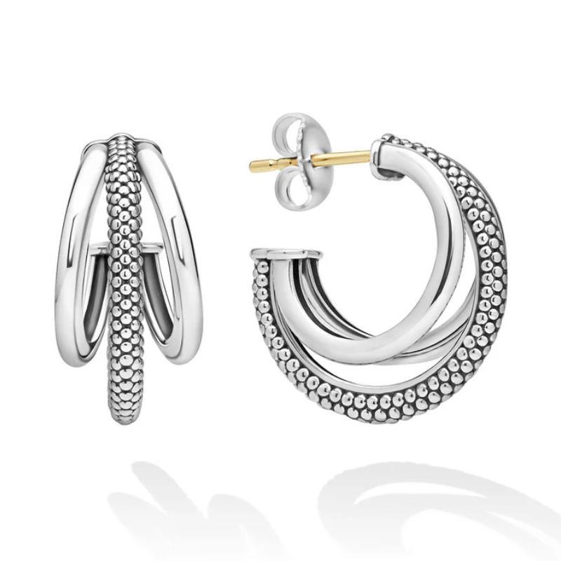 LAGOS Caviar Triple Row Hoop Earrings