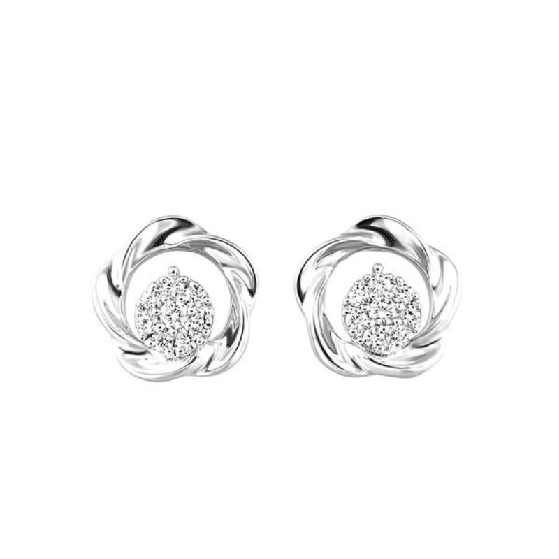 Circle Twist Diamond Stud Earrings