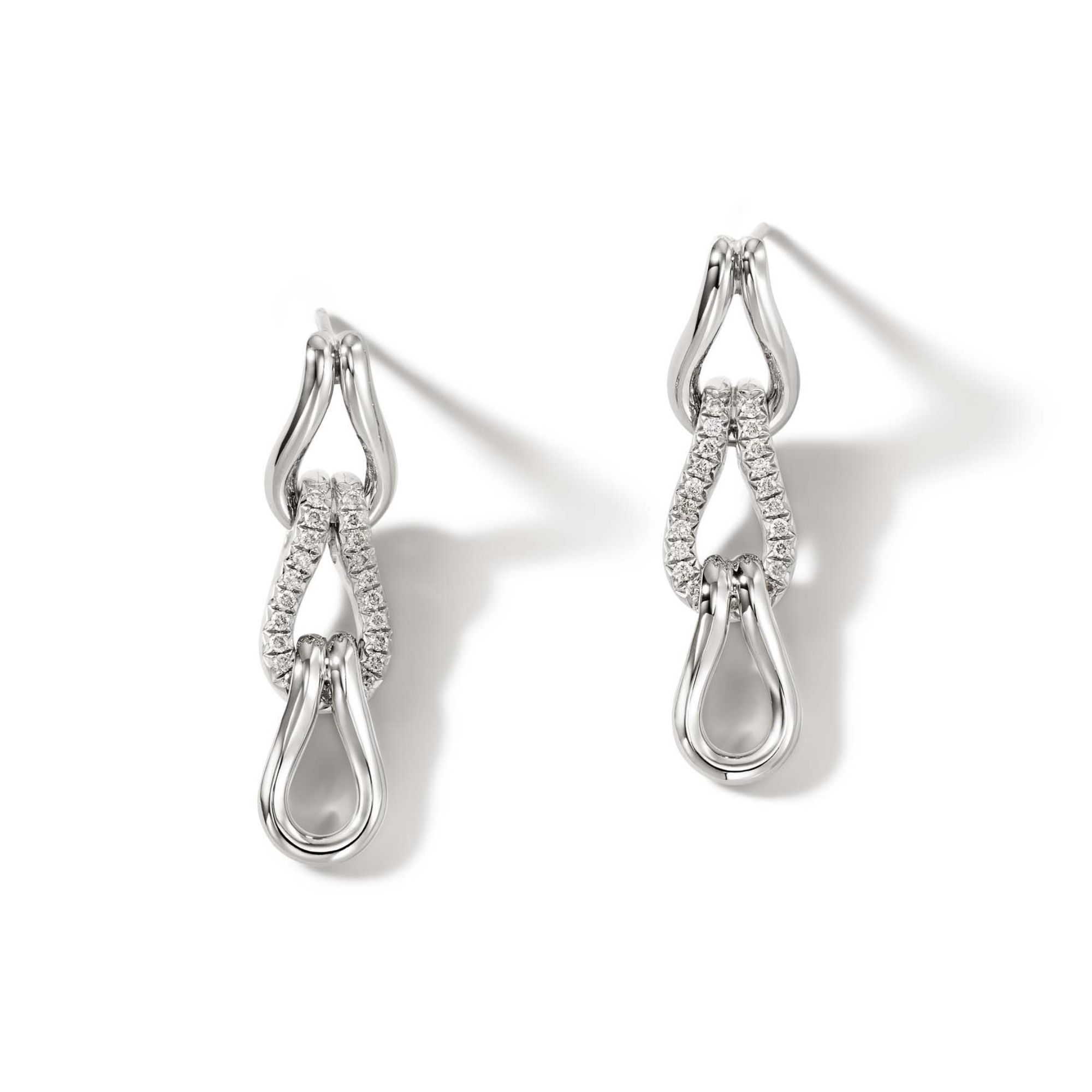 JOHN HARDY Surf Link Diamond Drop Earrings