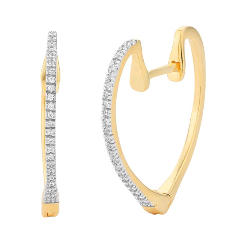14KP SS Silver Linings Heart Hoop Earrings