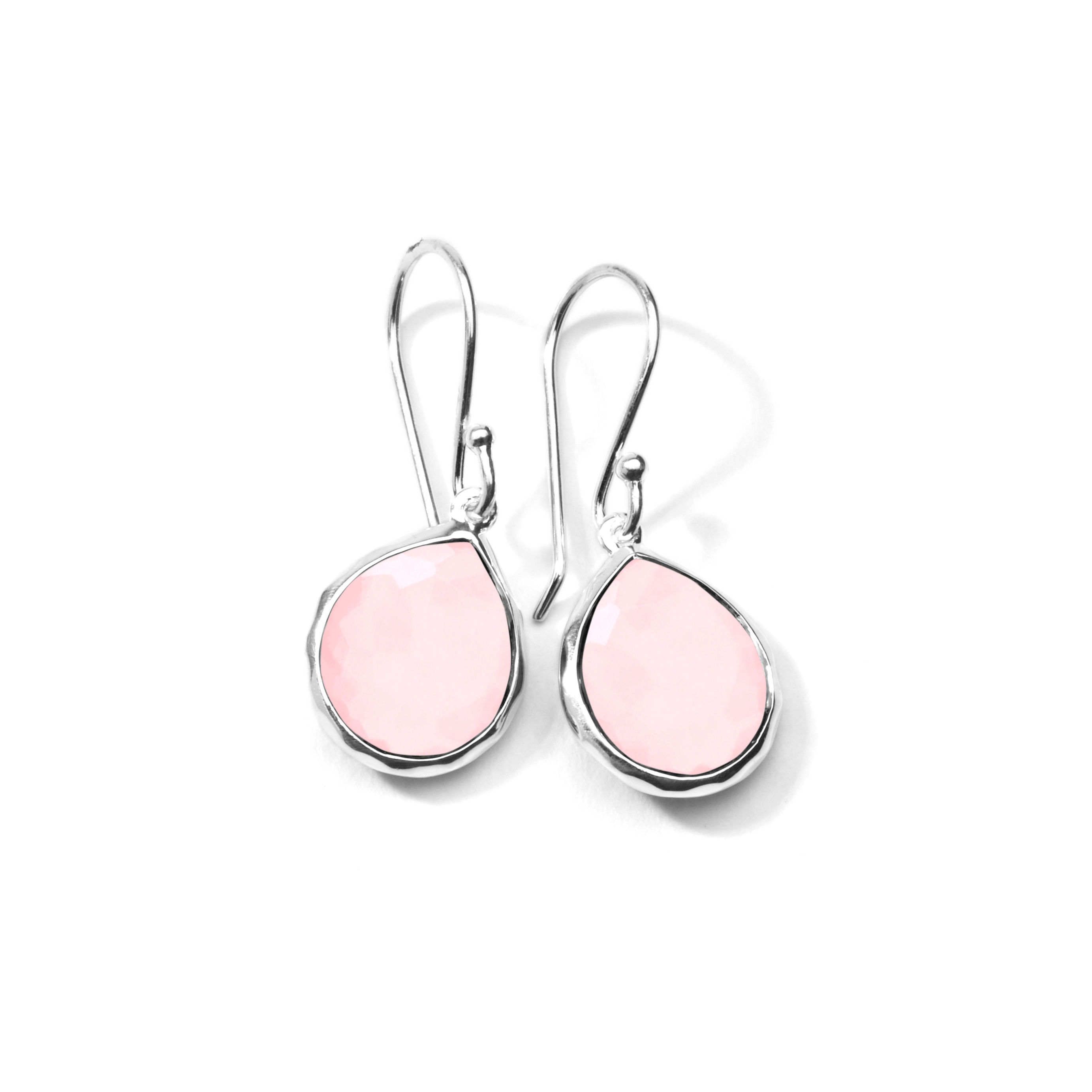 925 Rock Candy Mini Teardrop Earrings in Rose Quartz