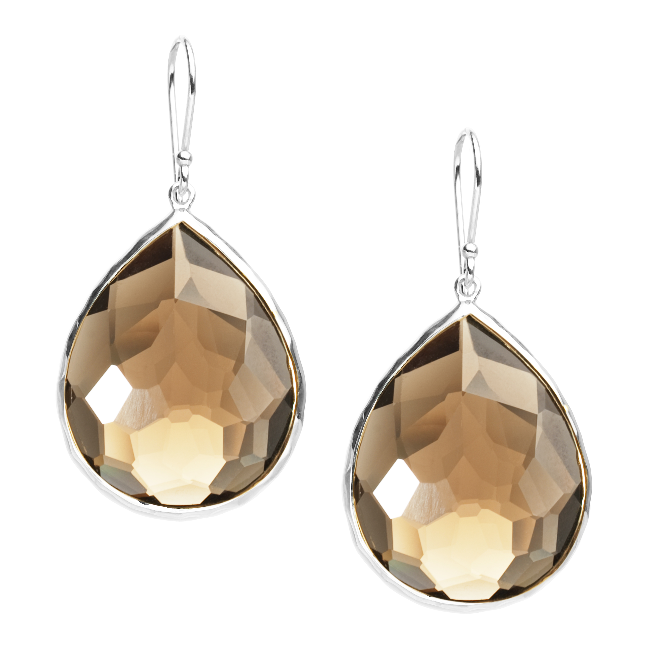 925 Rock Candy Large Teardrop Earrings in Smokey Quartz