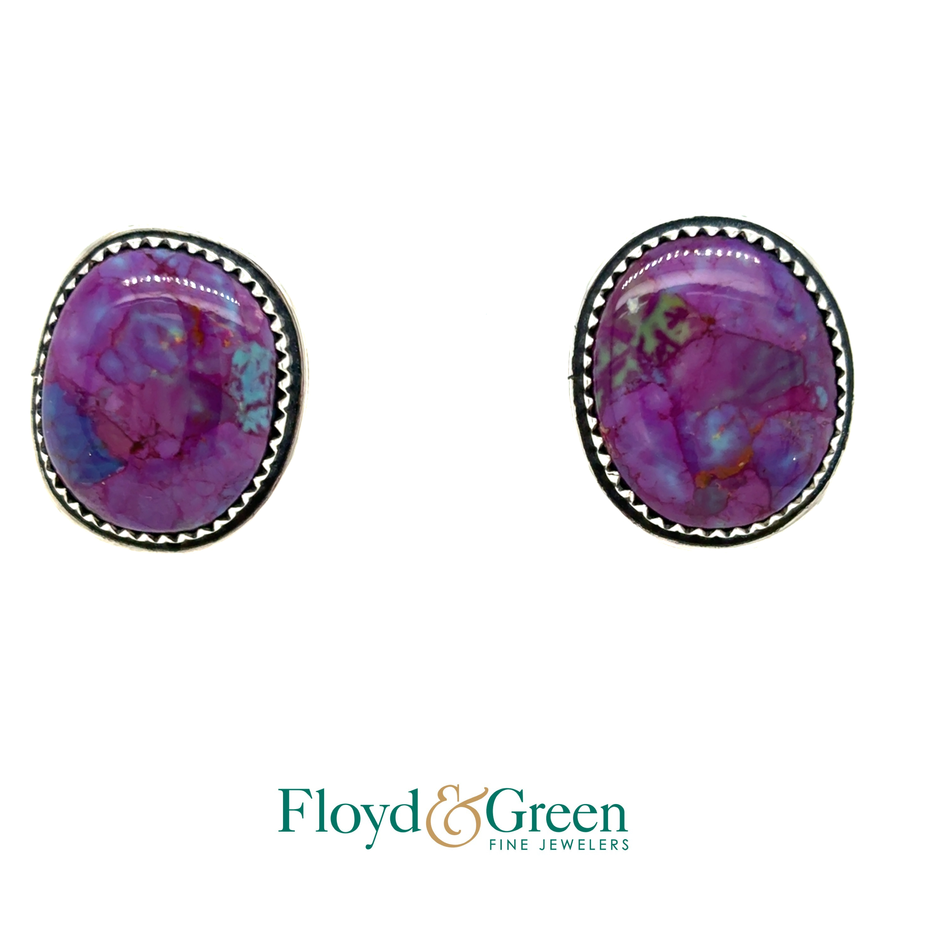 Sterling Silver Purple Charoite Stone Earrings, 8.6g