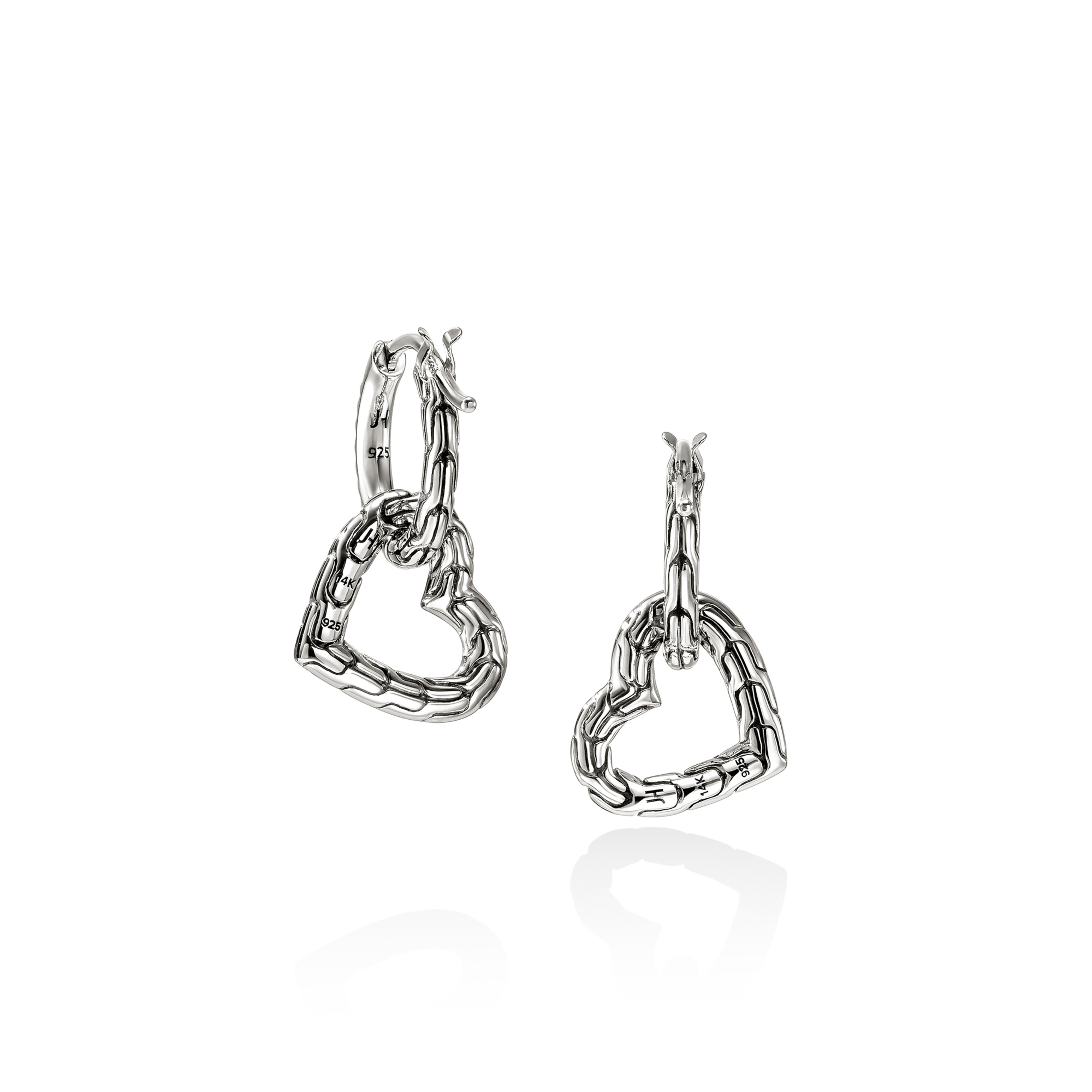 JOHN HARDY JH Essentials Diamond Heart Drop Hoop Earrings