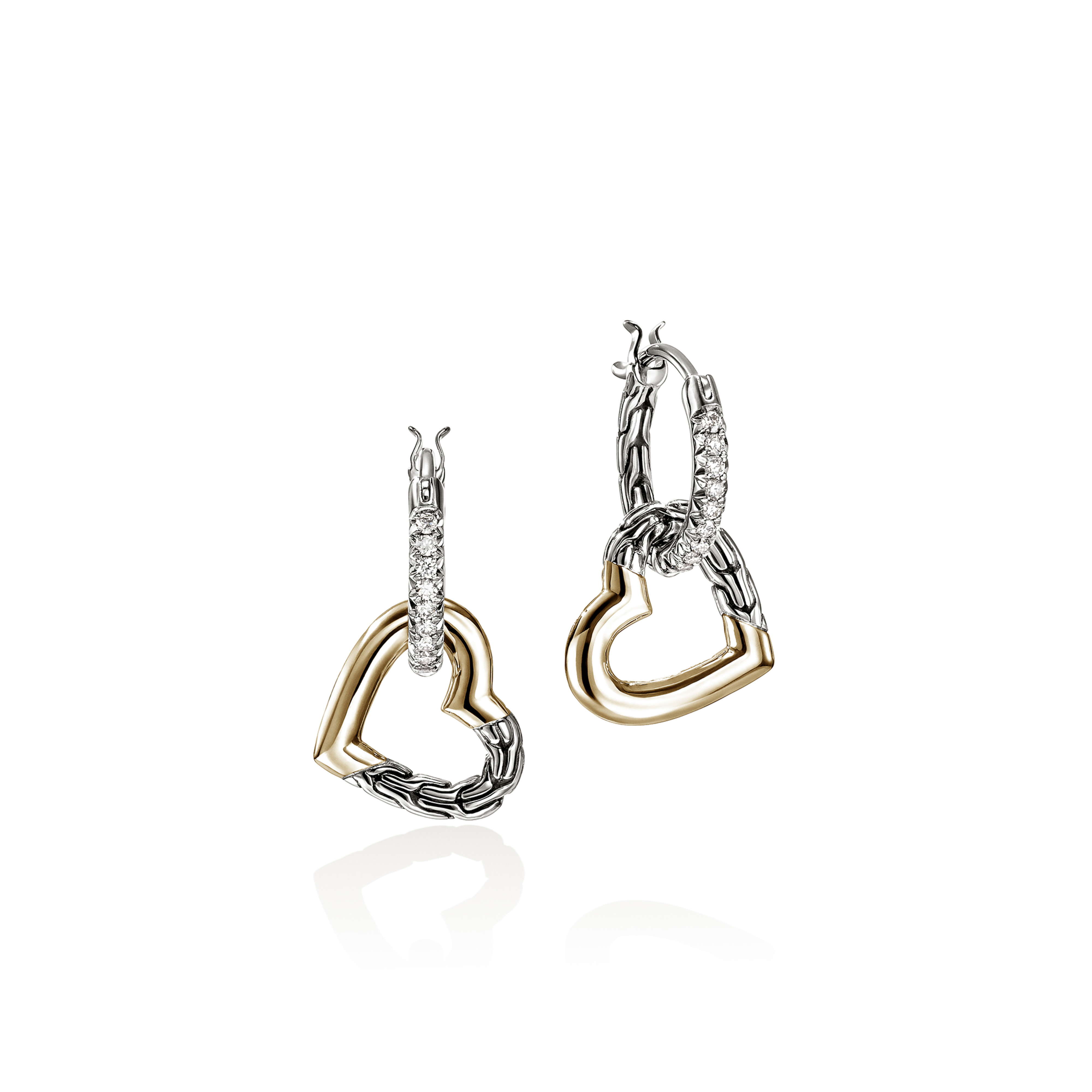 JOHN HARDY JH Essentials Diamond Heart Drop Hoop Earrings