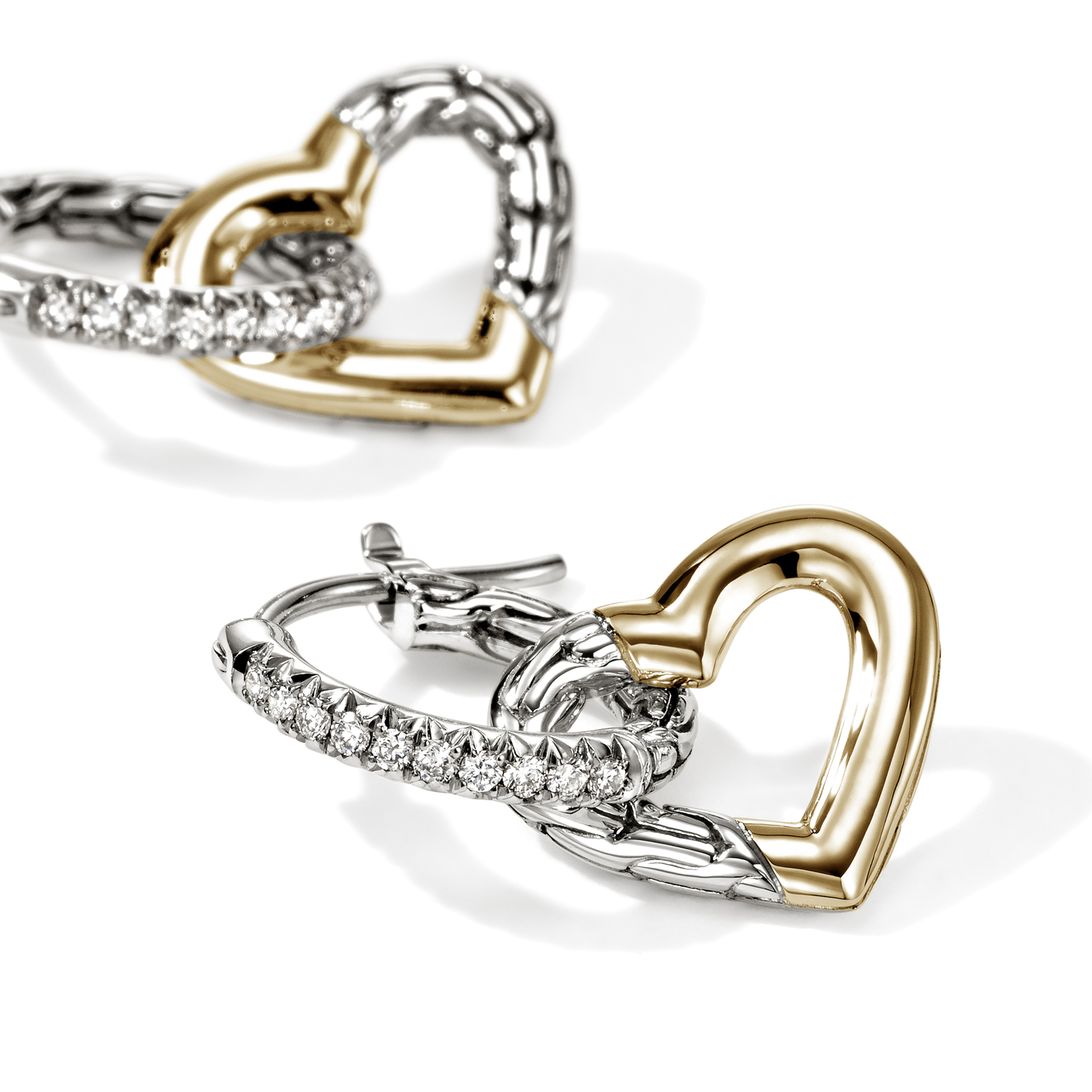 JOHN HARDY JH Essentials Diamond Heart Drop Hoop Earrings