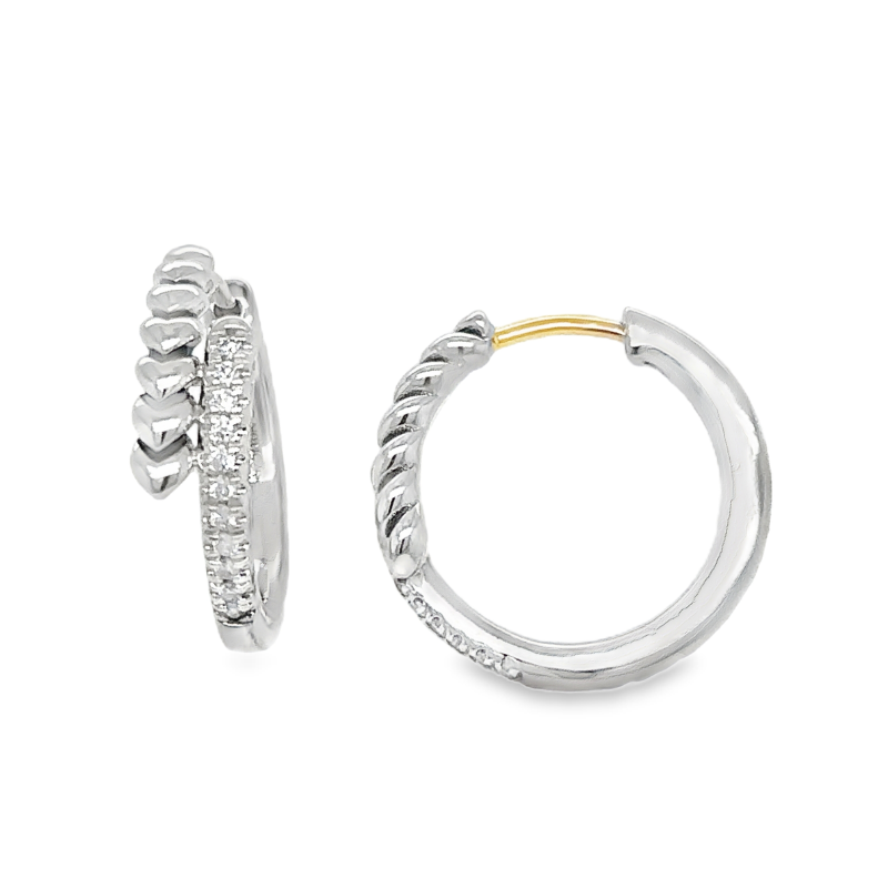 SS/YG Double Bar Dia .14ctw Stud Earring