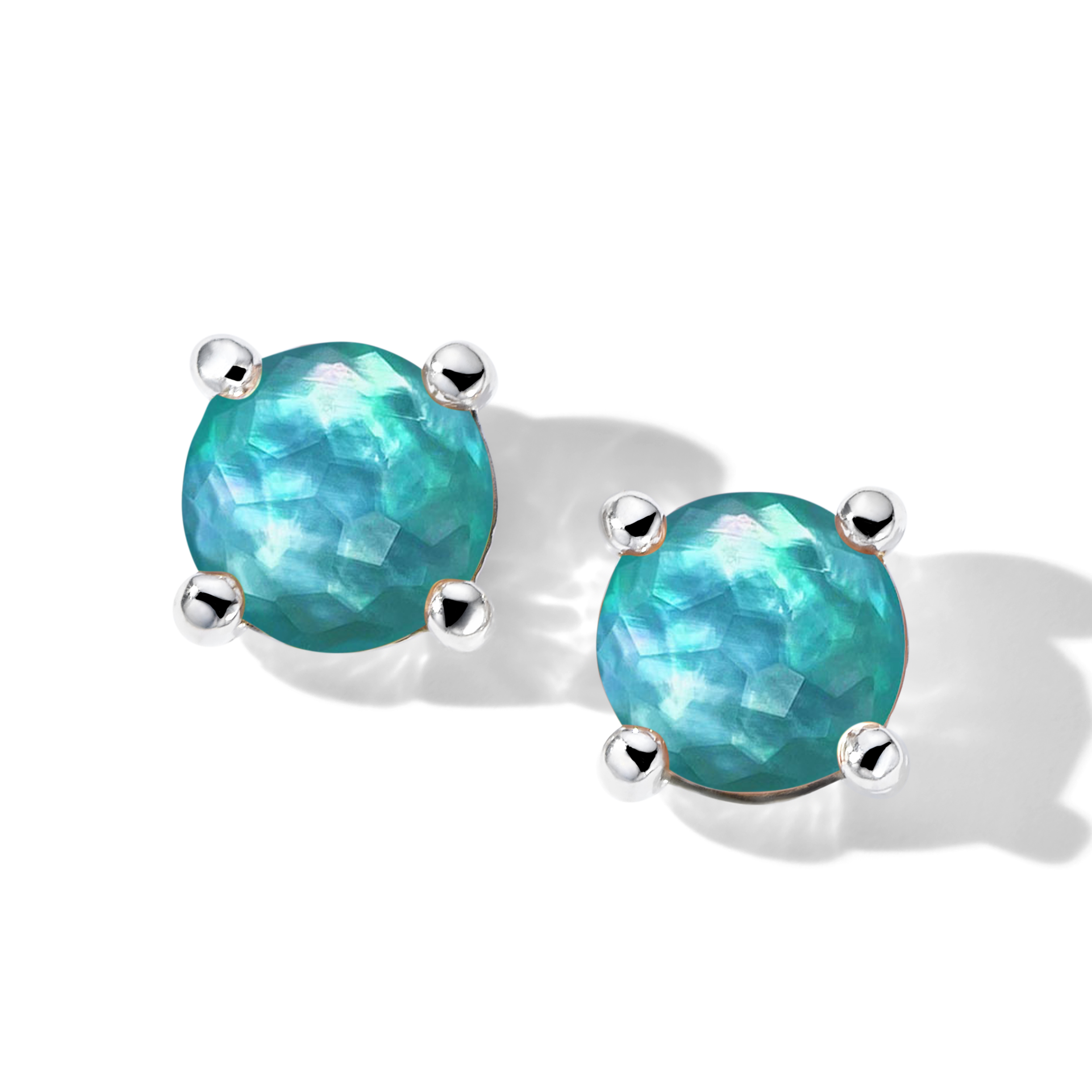 Limpido 925 Rock Candy® Mini Stud Earrings in Rock Crystal, MOP and Green Agate Triplet