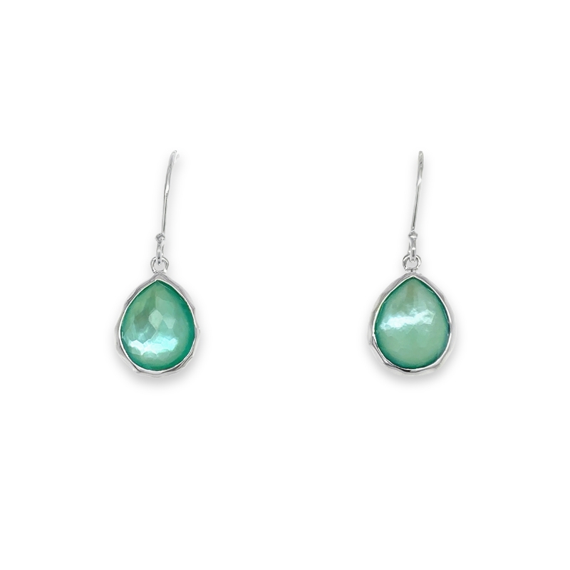 Limpido 925 Rock Candy® Mini Teardrop Earrings in Rock Crystal, MOP and Green Agate Triplet