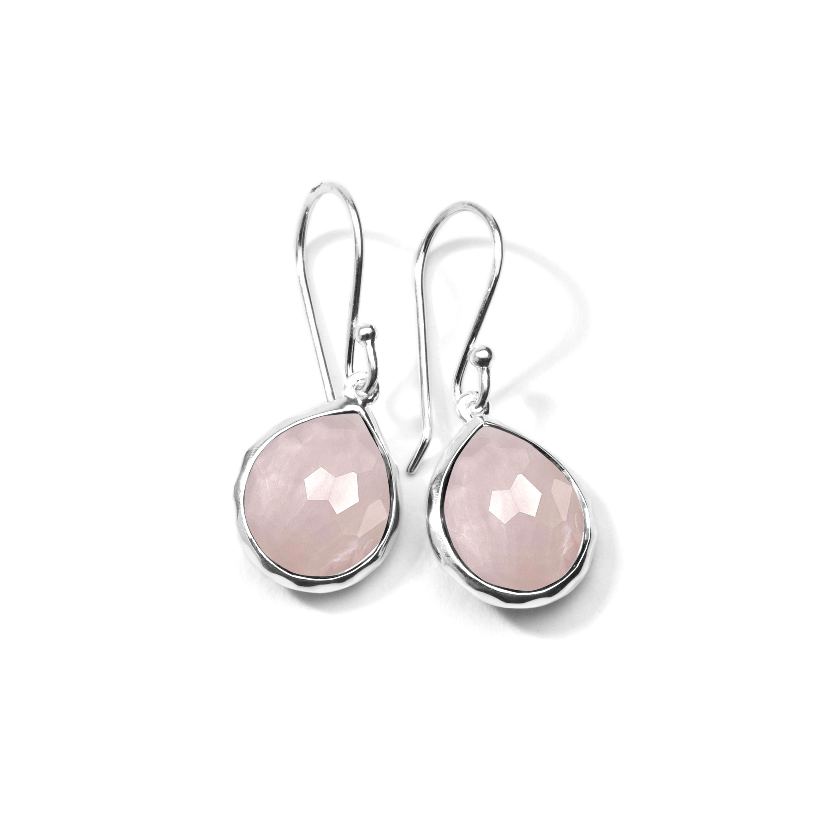 Bambina 925 Rock Candy® Teeny Teardrop Earrings in Rose Quartz and MOP Doublet