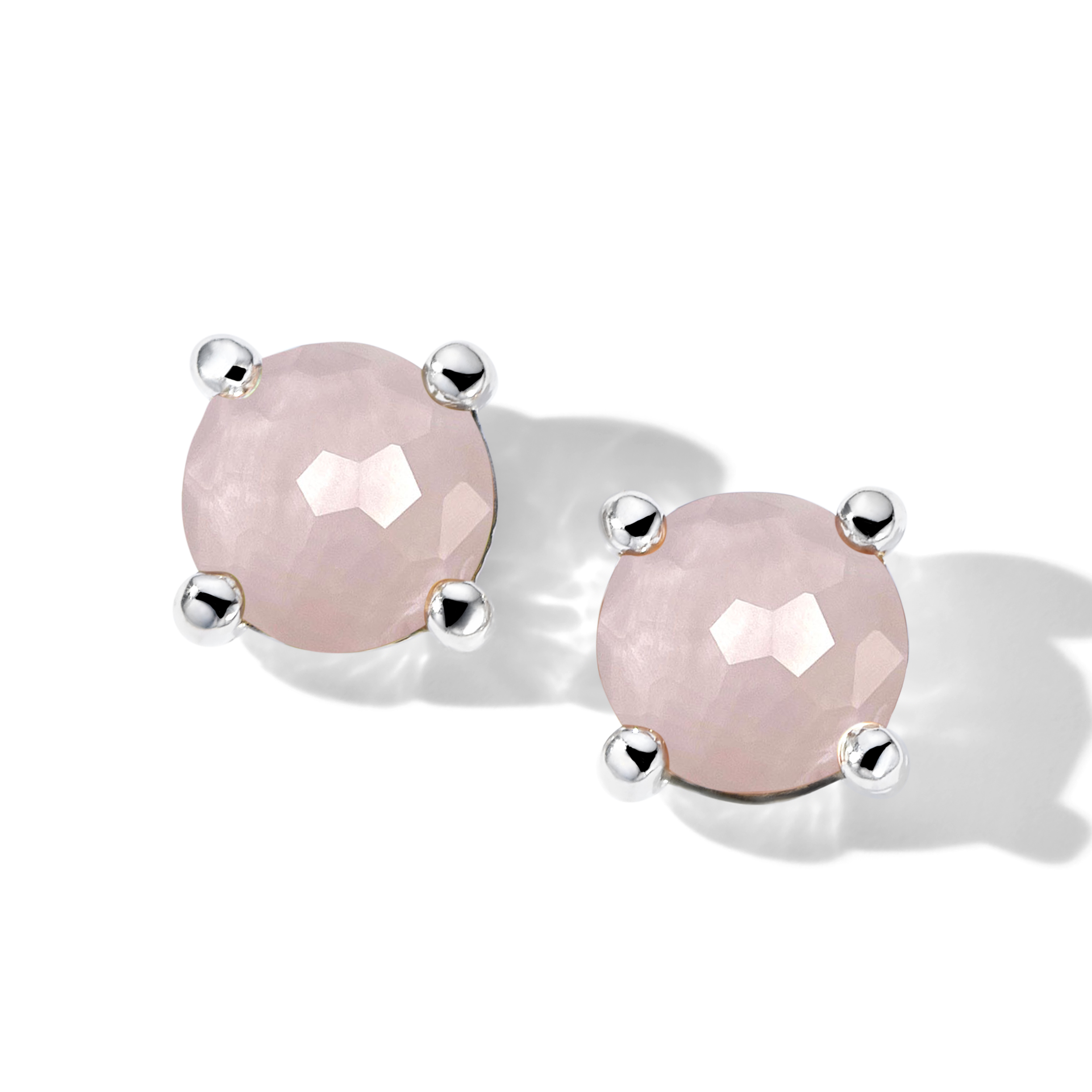 Bambina 925 Rock Candy® Mini Stud Earrings in Rose Quartz and MOP Doublet
