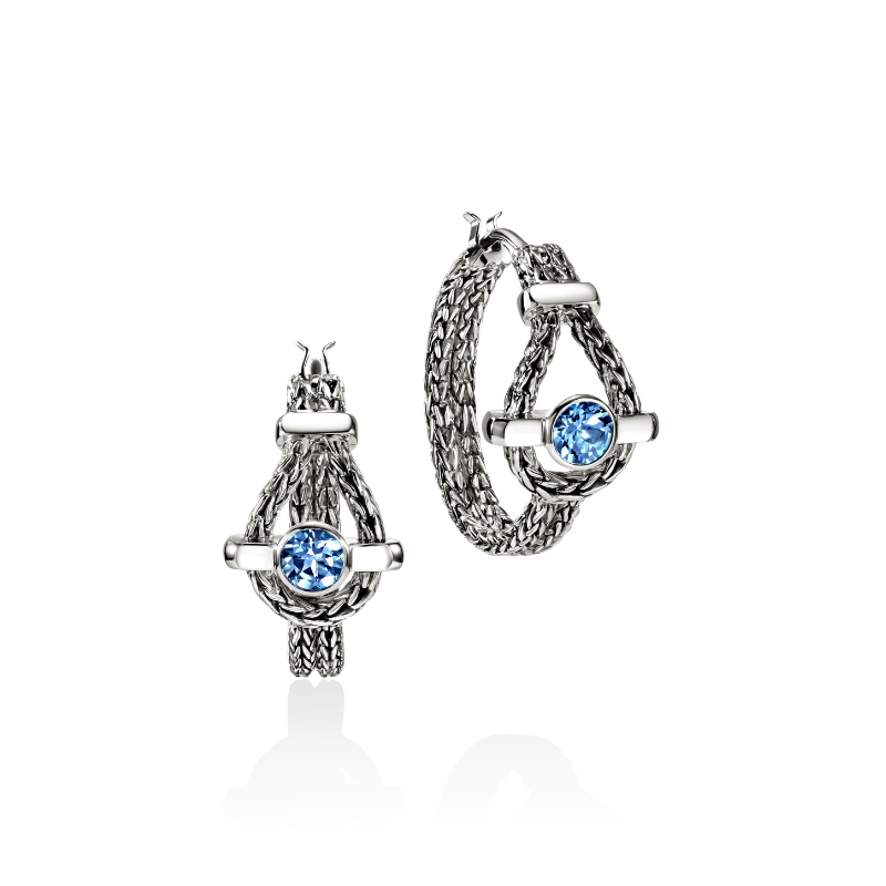 SS Icon Swiss Blue Topaz Hoop Earings