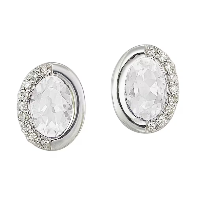 Silver Diamond & White Topaz Earring