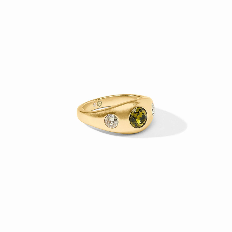 Rainbow Signet Ring in Shades of Jade Size 6