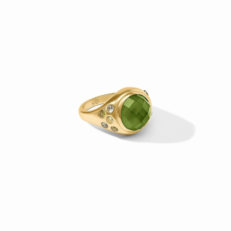 Rainbow Statement Ring in Iridescent Palmetto Green Size 6
