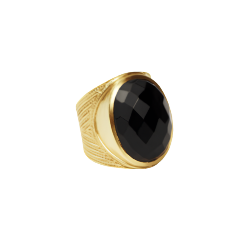 JULIE VOS Verona Statement Ring in Obsidian Black