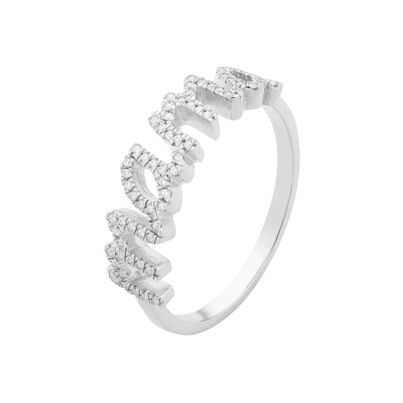 Waterproof Love You Mama Statement Ring Size 7 - Silver