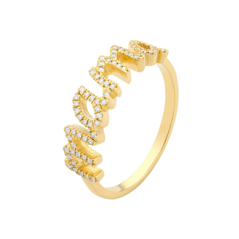 Waterproof Love You Mama Statement Ring Size 7 - Gold