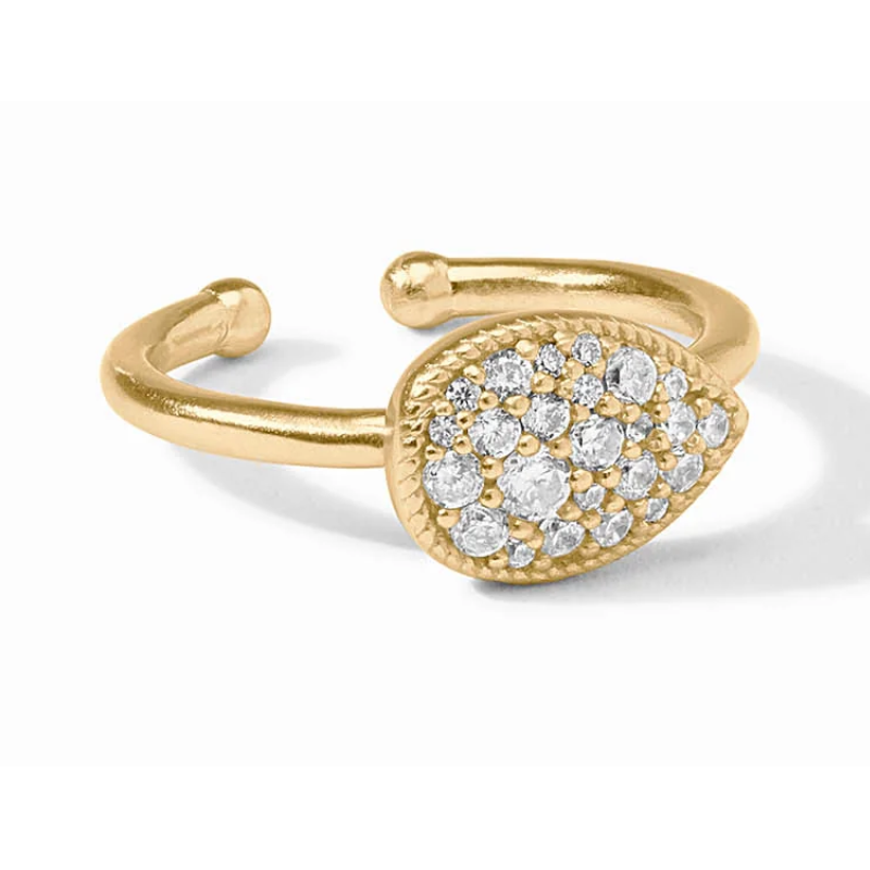 24KGP Birthstone Teardrop Delicate Ring - April