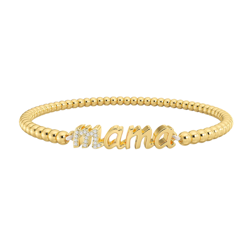 Waterproof Love You Mama Beaded Bracelet - Gold