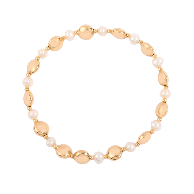 Pearl and Gold Filled Macaron Bracelet