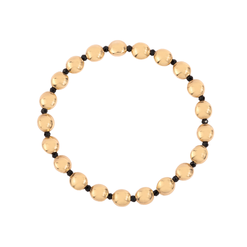 Gold Filled Macaron Bead with alternating 2mm Black Bead Bracelet