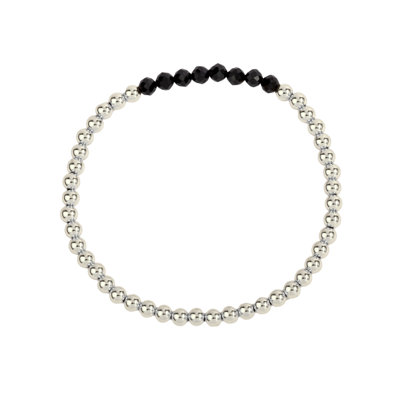 Black Spinel Bar Bead Bracelet