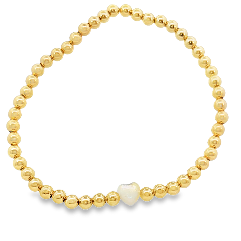 Mother of Pearl Small Heart Gold Filled Bracelet