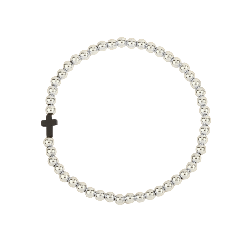 Sterling Silver with Black Onyx Cross Shine Bright Remix Bead Bracelet