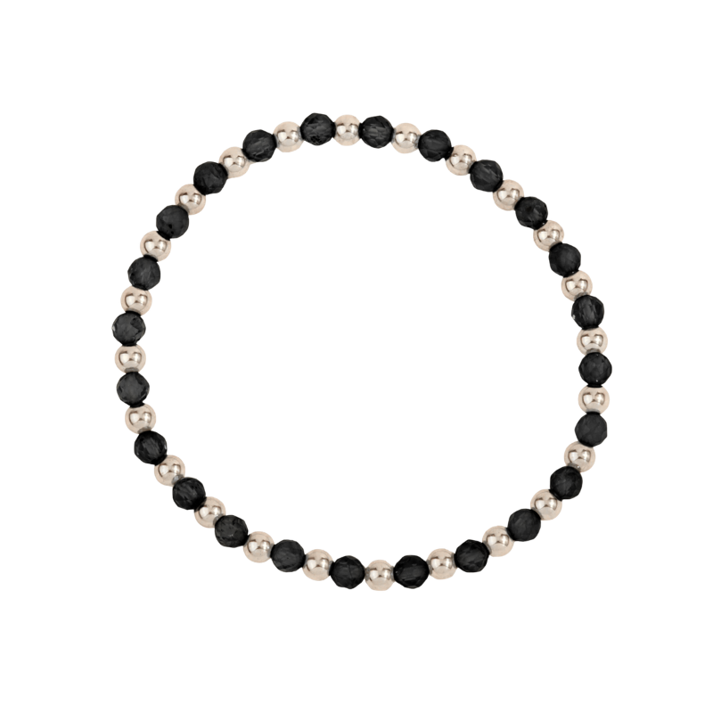 Black Spinel & SS Harmony gemstone bead bracelet