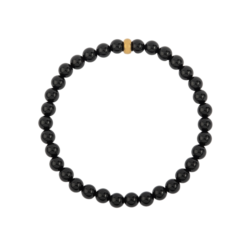 Black Agate Mens Bead Bracelet