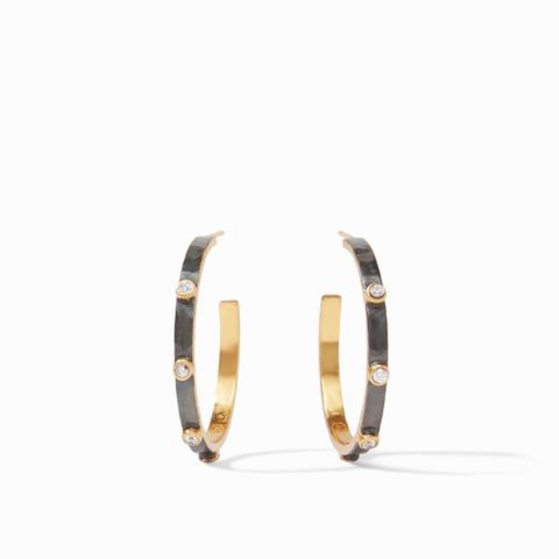 JULIE VOS Crescent Stone Hoops 00165803376