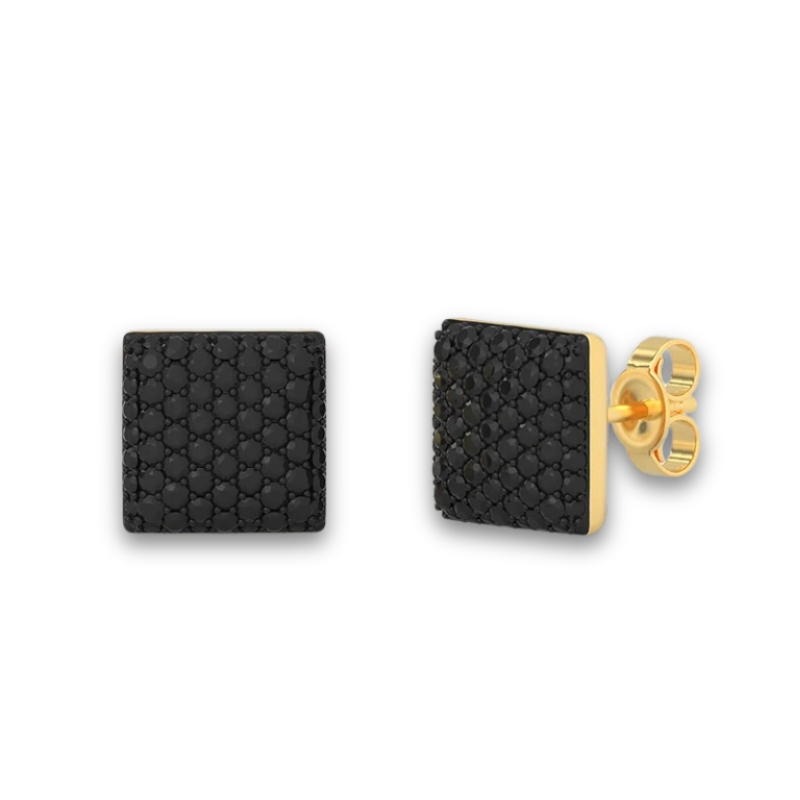 ELLA STEIN Black Zircon Cube Stud Earrings