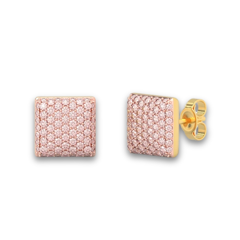 ELLA STEIN Pink Zircon Small Cube Stud Earrings