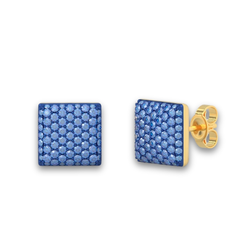 ELLA STEIN Blue Zircon Small Cube Stud Earrings