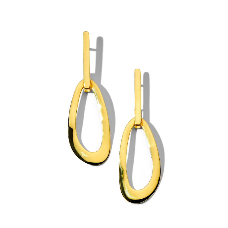 18KY Classico Mix Texture Open Disk Post Earrings